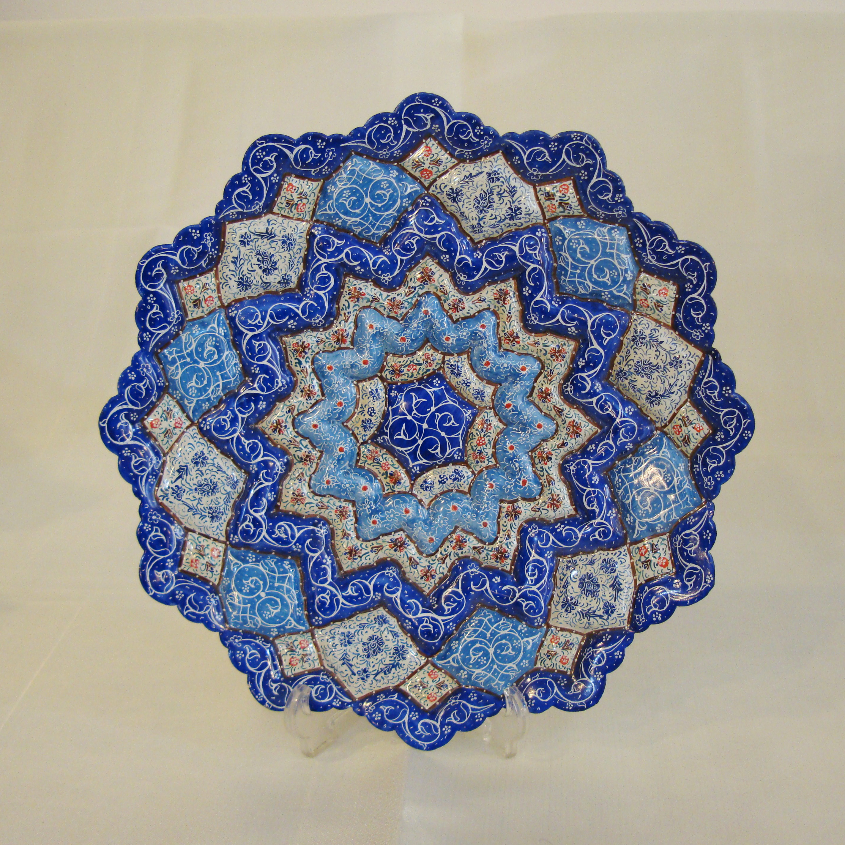 Iranian Handicraft Enameled Wall Hanging Plate (Eslimi design) 25 cm